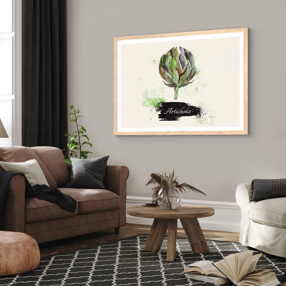 Plakat w ramie jasny dąb - Eviva warzywa! - 100x70 cm