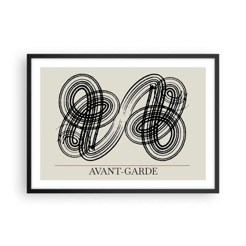 Plakat w czarnej ramie - Abstrakcyjne, czarne linie na jasnym tle w stylu awangardowym - 70x50cm - Wyszło spontanicznie - Nowoczesna dekoracja ścienna do salonu i sypialni ARTTOR
