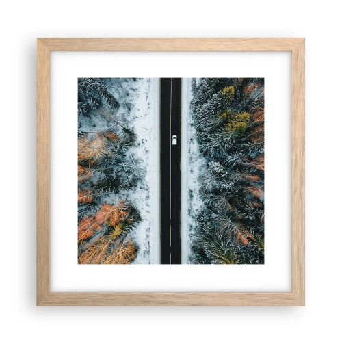 Plakat w ramie jasny dąb - Przeciąć zimowy las - 30x30 cm
