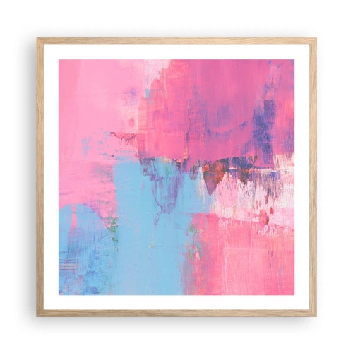 Plakat w ramie jasny dąb - Róż, błękit i szczypta światła - 60x60 cm