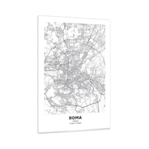 Obraz na szkle - Miejska mapa w stylu minimalistycznym z delikatnymi liniami - 80x120cm - Rzymski krąg - Nowoczesna dekoracja ścienna do salonu i sypialni ARTTOR
