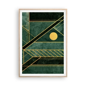 Plakat w ramie jasny dąb - Dynamika złota i lazuru - 70x100 cm