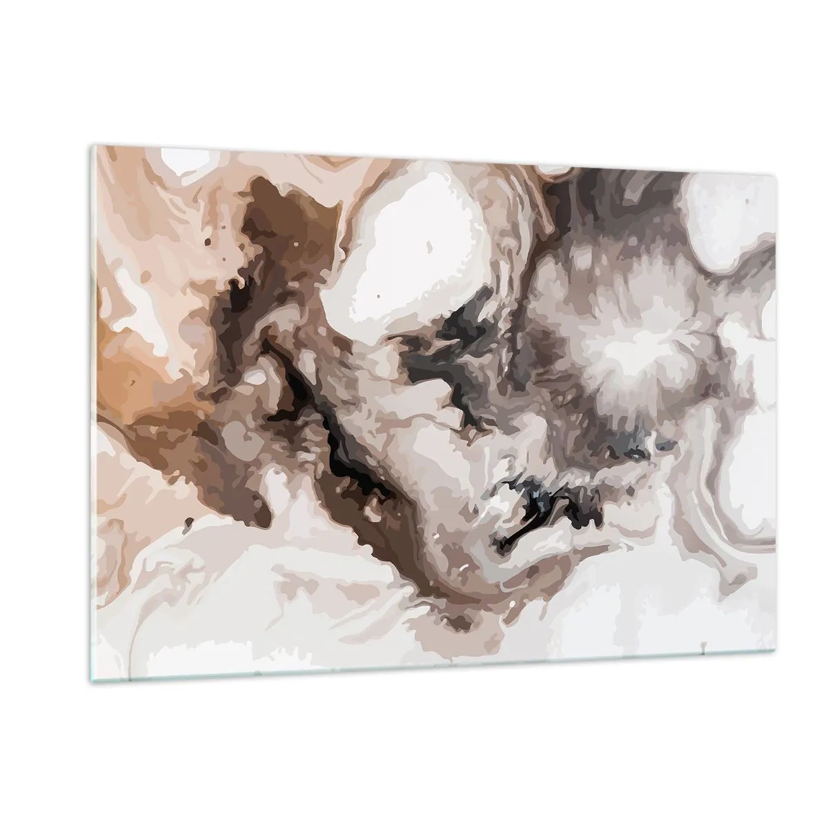 Obraz na szkle - Abstrakcyjny wzór w odcieniach brązu, beżu i bieli - 120x80cm - Narodziny galaktyki - Nowoczesna dekoracja ścienna do salonu, kuchni i sypialni ARTTOR