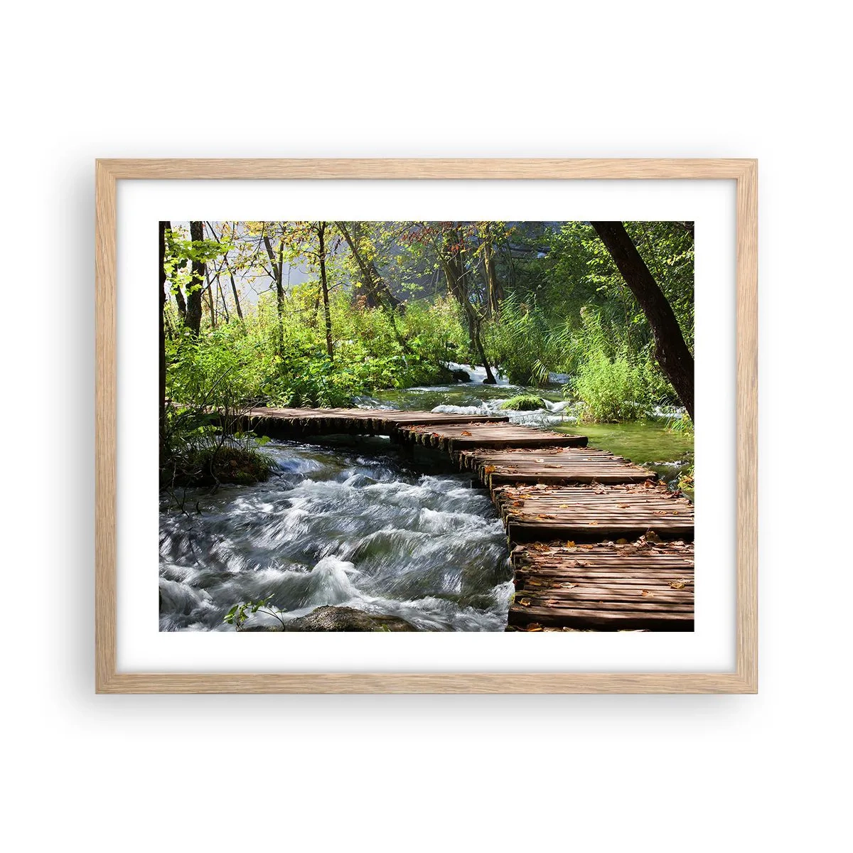 Plakat w ramie jasny dąb - Nad pienistą kaskadą - 50x40 cm