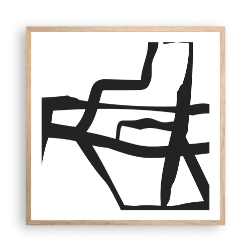 Plakat w ramie jasny dąb - Czarno-biała konstrukcja - 60x60 cm