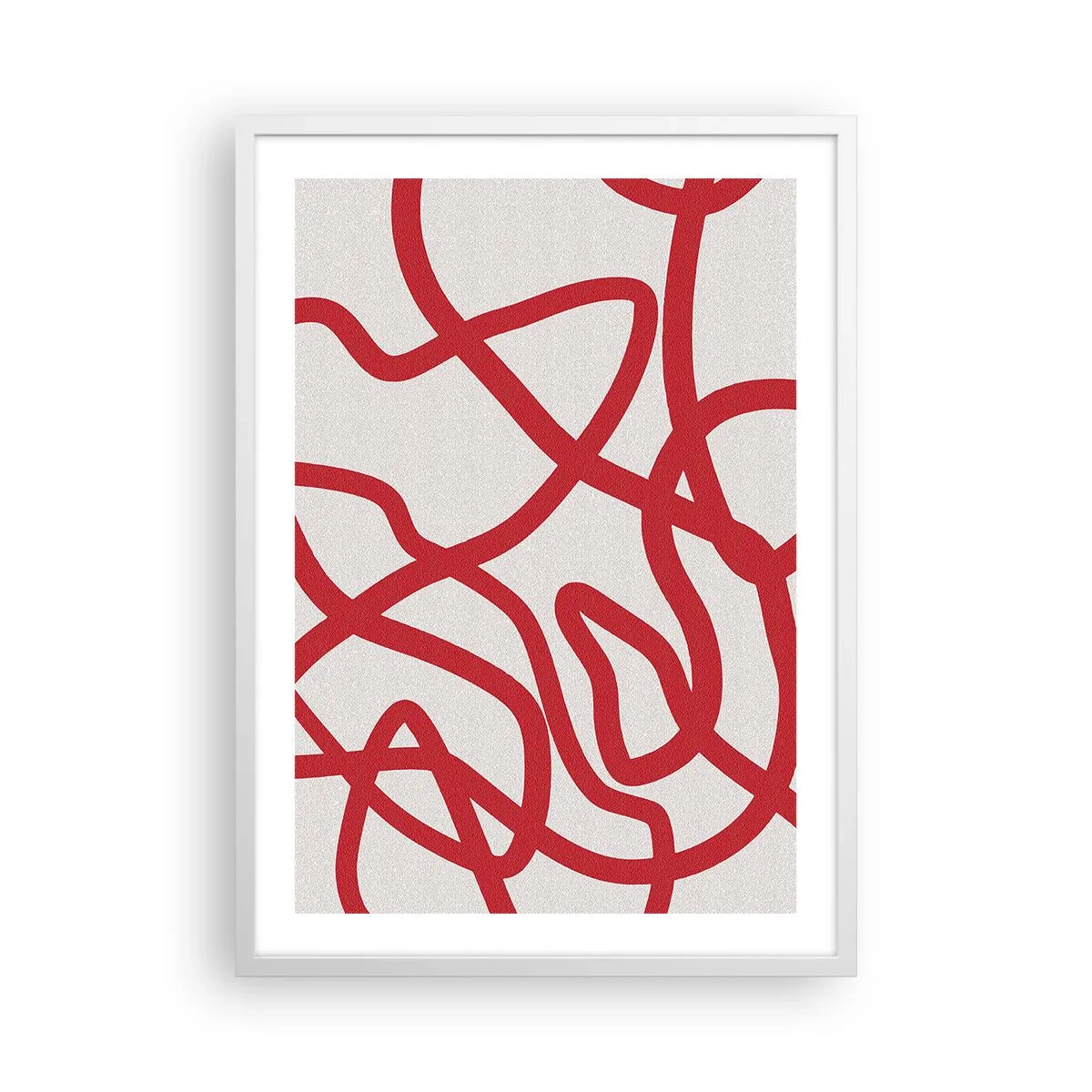 Plakat w białej ramie - Czerwono na białym - 50x70 cm