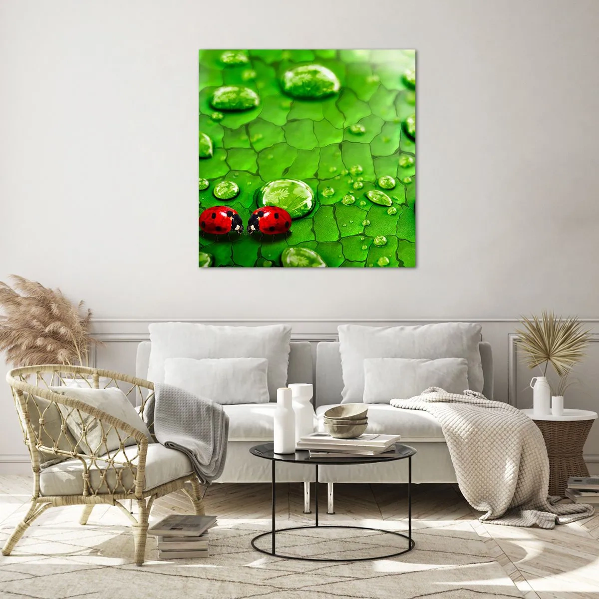 Obraz na szkle - Spotkanie w zieleni - 50x50 cm