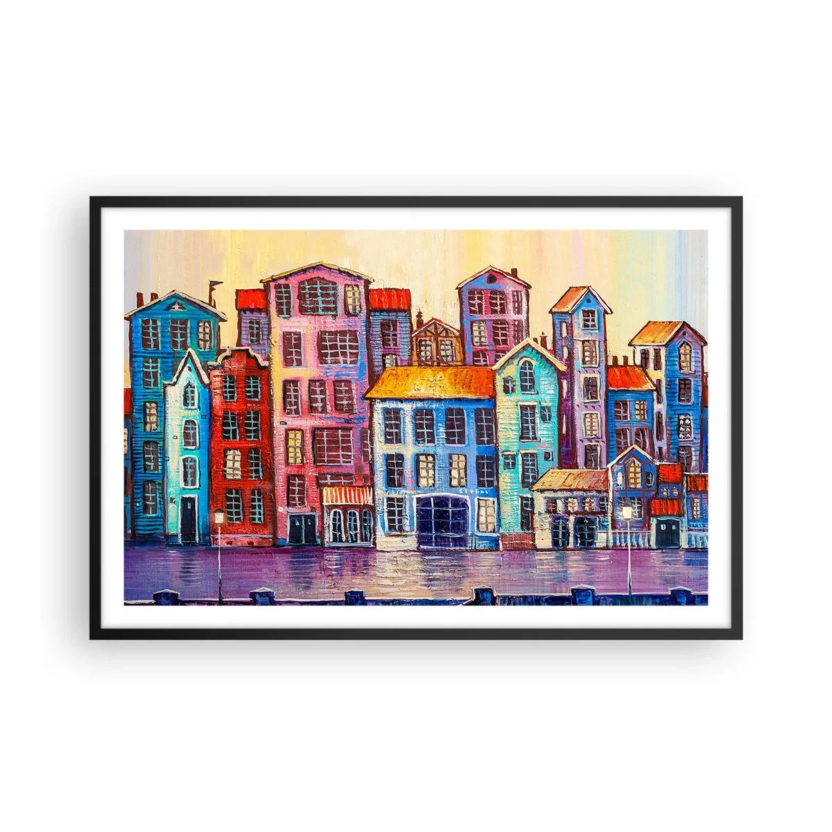 Plakat w czarnej ramie - Miasto jak z bajki - 91x61 cm