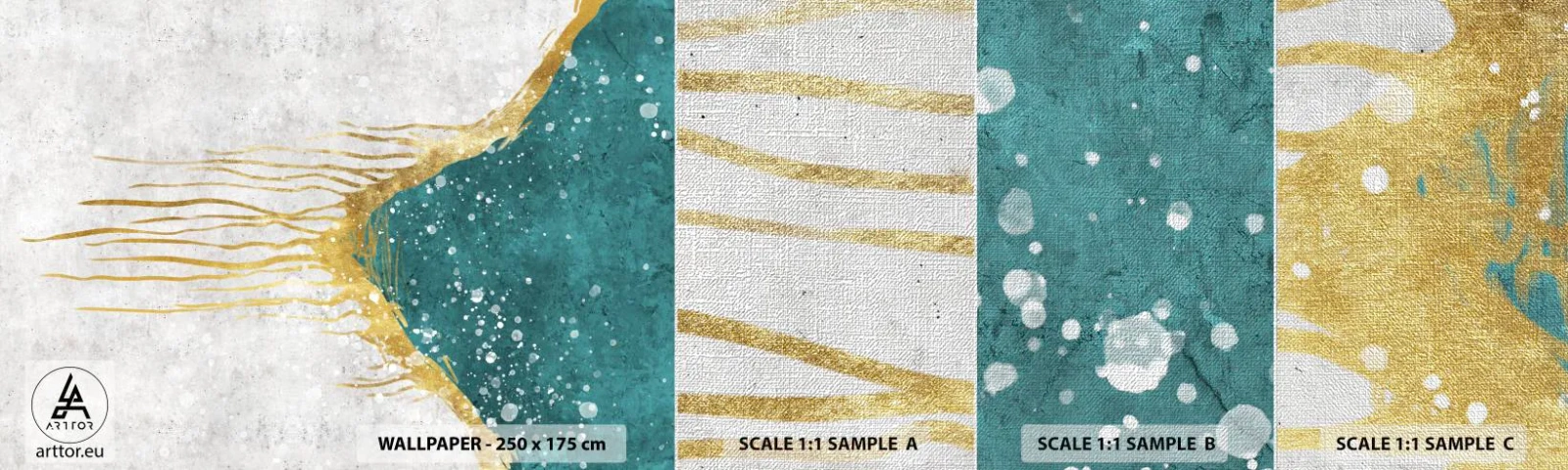 Fototapeta Próbka Premium Canvas - Złoty przypływ - Minimalizm, Art Deco, Sztuka - 100x30 cm