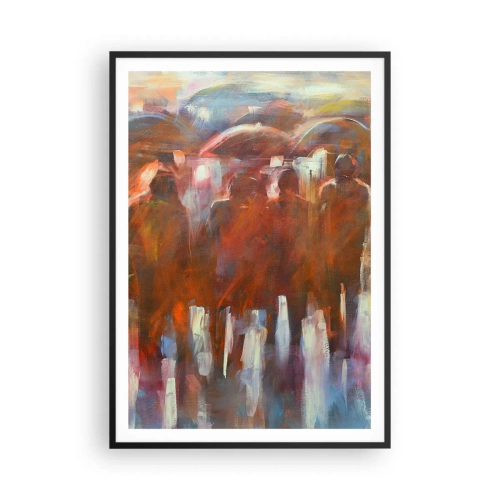 Plakat w czarnej ramie - Równi w deszczu i mgle - 70x100 cm