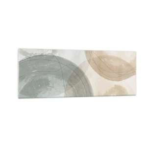Obraz na szkle - Abstrakcyjna kompozycja w pastelowych barwach z liniami - 140x50cm - Przenikanie światów - Nowoczesna dekoracja ścienna do salonu i sypialni ARTTOR