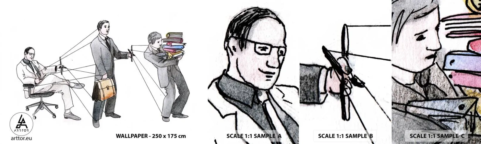 Fototapeta Próbka Samoprzylepna Deluxe Sticker - Każdy swego pana ma - Abstrakcja, Mężczyzna, Praca - 100x30 cm