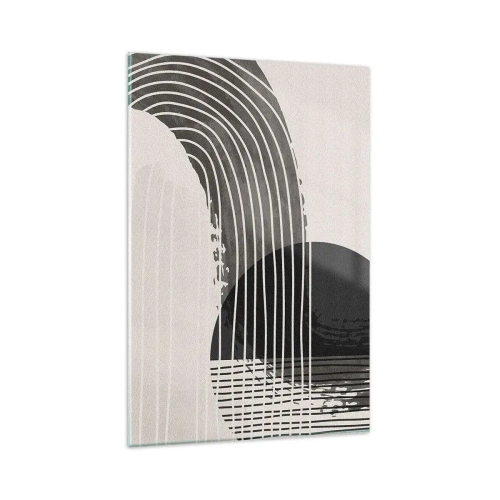 Obraz na szkle - Abstrakcyjny wzór z liniami i geometrycznymi kształtami - 80x120cm - Tam i z powrotem - Nowoczesna dekoracja ścienna do salonu i sypialni ARTTOR