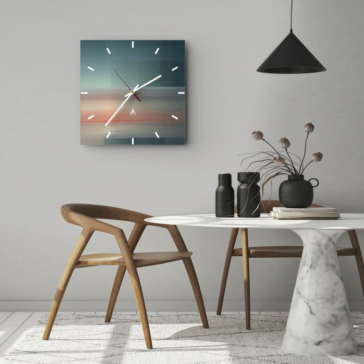 Zegar ścienny - Abstrakcja: fale światła - 40x40 cm