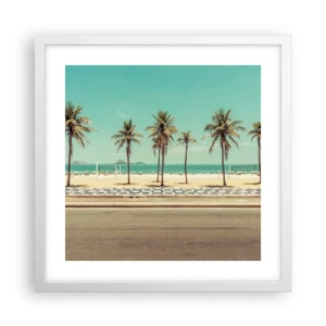 Plakat w białej ramie - Na straży plaży - 40x40 cm