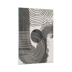 Obraz na szkle - Geometryczne linie i owale w monochromatycznych odcieniach - 70x100cm - Owal zwycięża - Nowoczesna dekoracja ścienna do salonu i sypialni ARTTOR