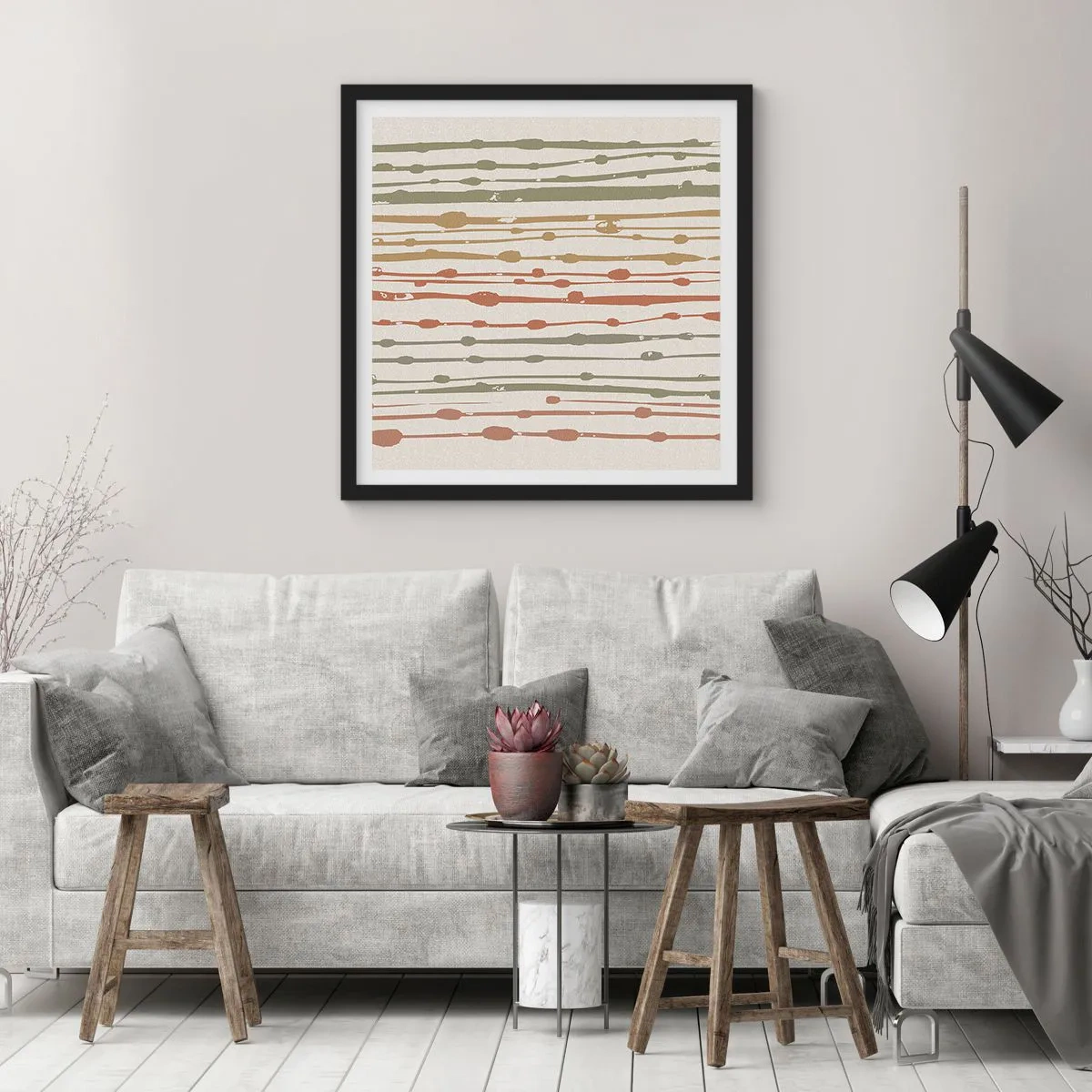 Plakat w czarnej ramie - Muzyczny zapis barw - 60x60 cm