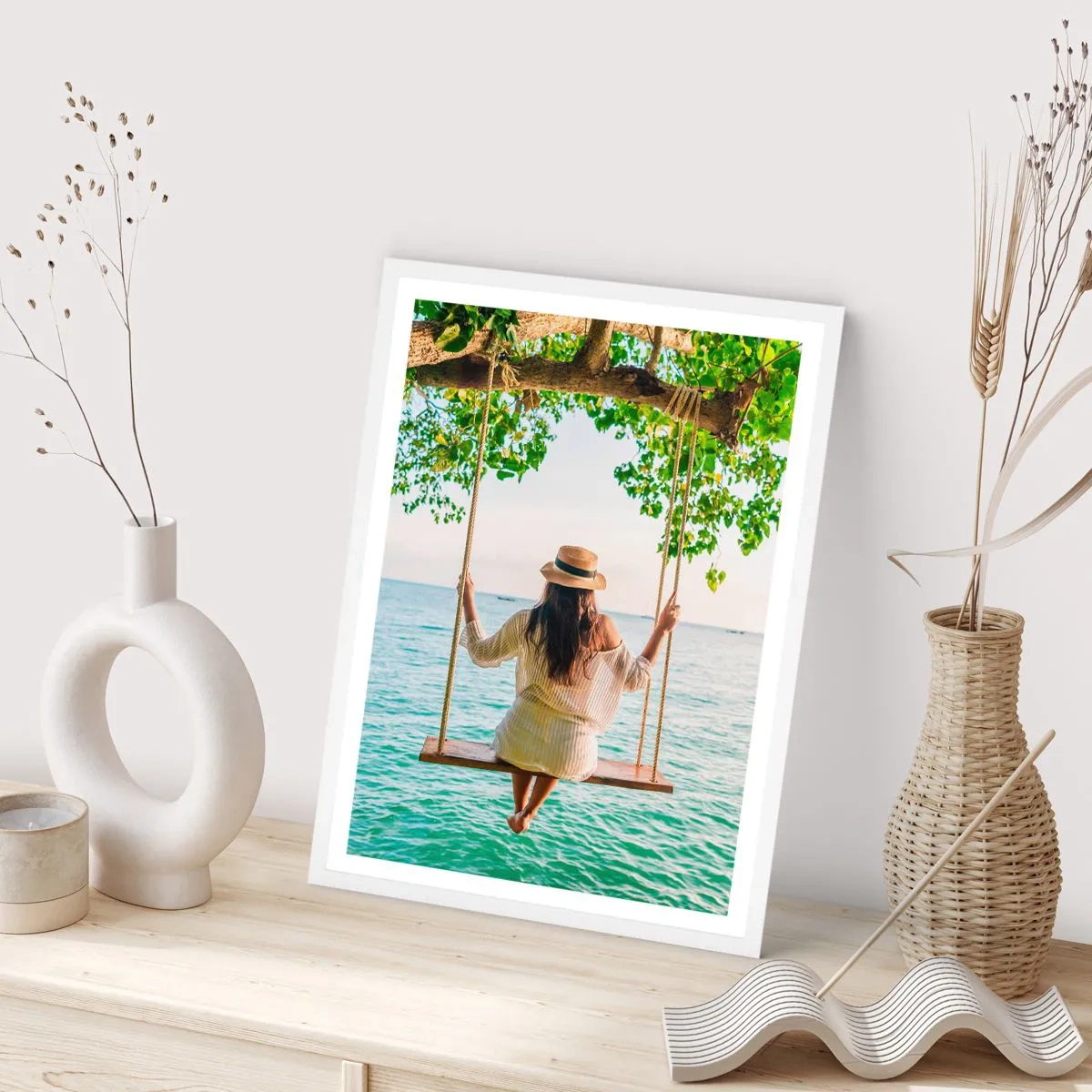 Plakat w białej ramie - Życie jest piękne - 30x40 cm