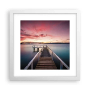 Plakat w białej ramie - Łagodny płomień wieczoru - 30x30 cm