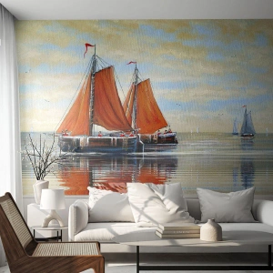 Fototapeta Premium Sand - Hej, żeglujże, żeglarzu… - Łódź Żaglowa, Morze, Krajobraz - 150x105 cm