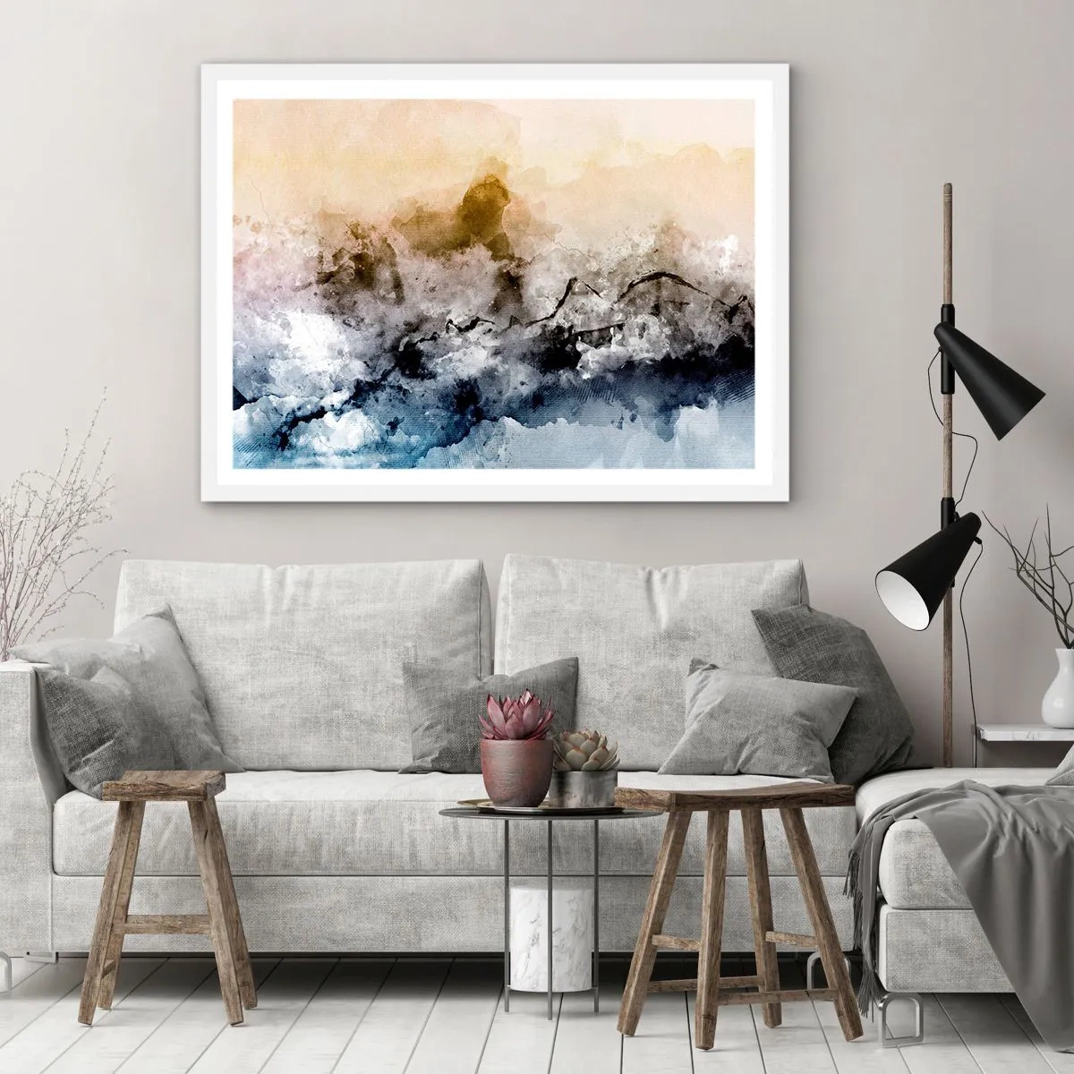 Plakat w białej ramie - Zatopione w tumanie mgły - 40x30 cm