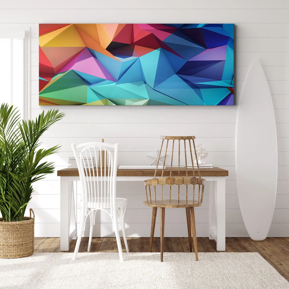 Obraz na płótnie - Tęczowe origami - 100x40 cm
