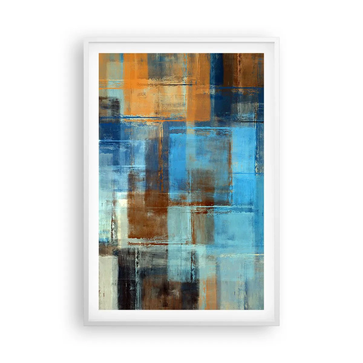 Plakat w białej ramie - Przez błękitną zasłonę - 61x91 cm