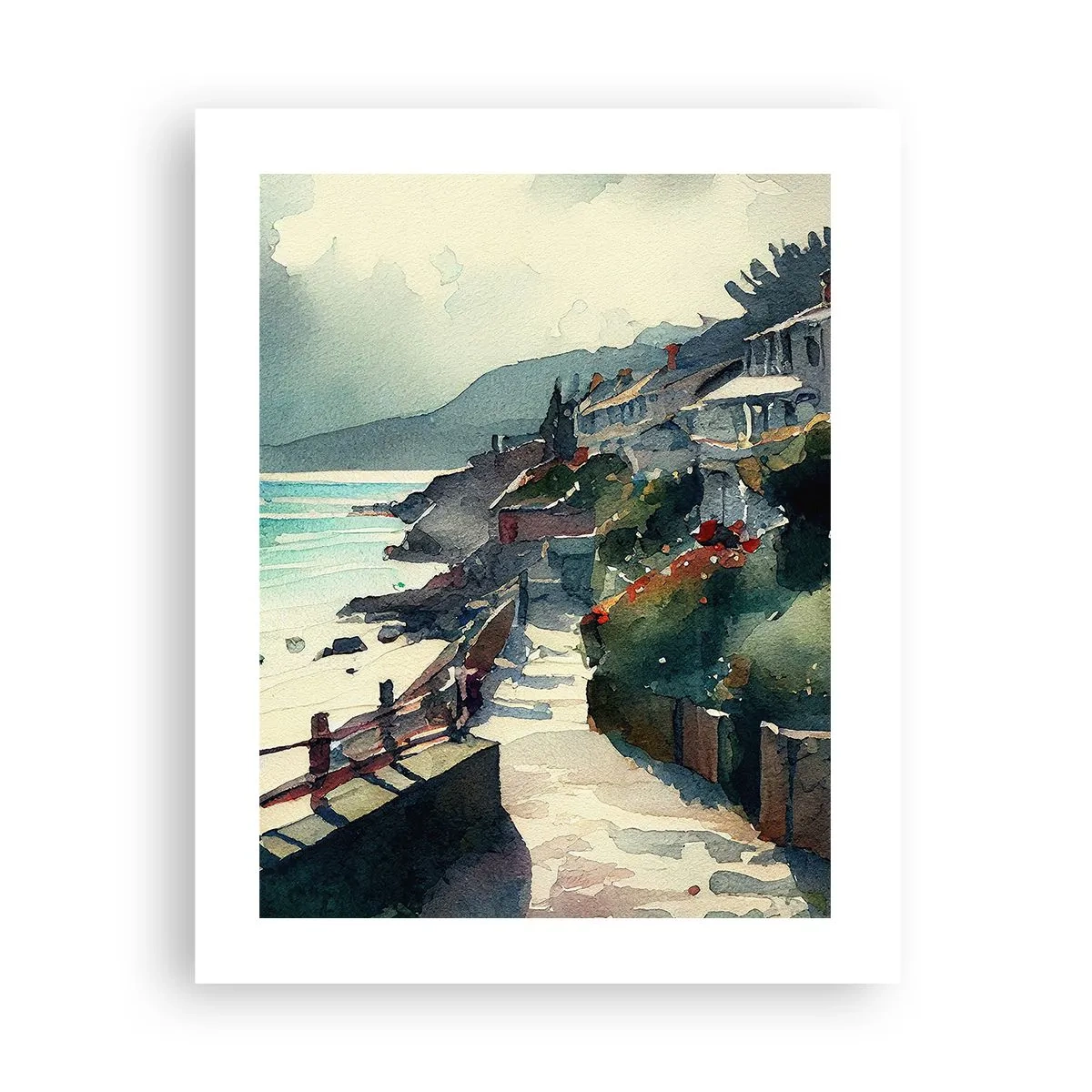 Plakat - Śródziemnomorskie miasteczko - 40x50 cm