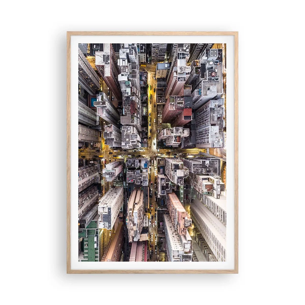 Plakat w ramie jasny dąb - Pozdrowienia z Hongkongu - 70x100 cm