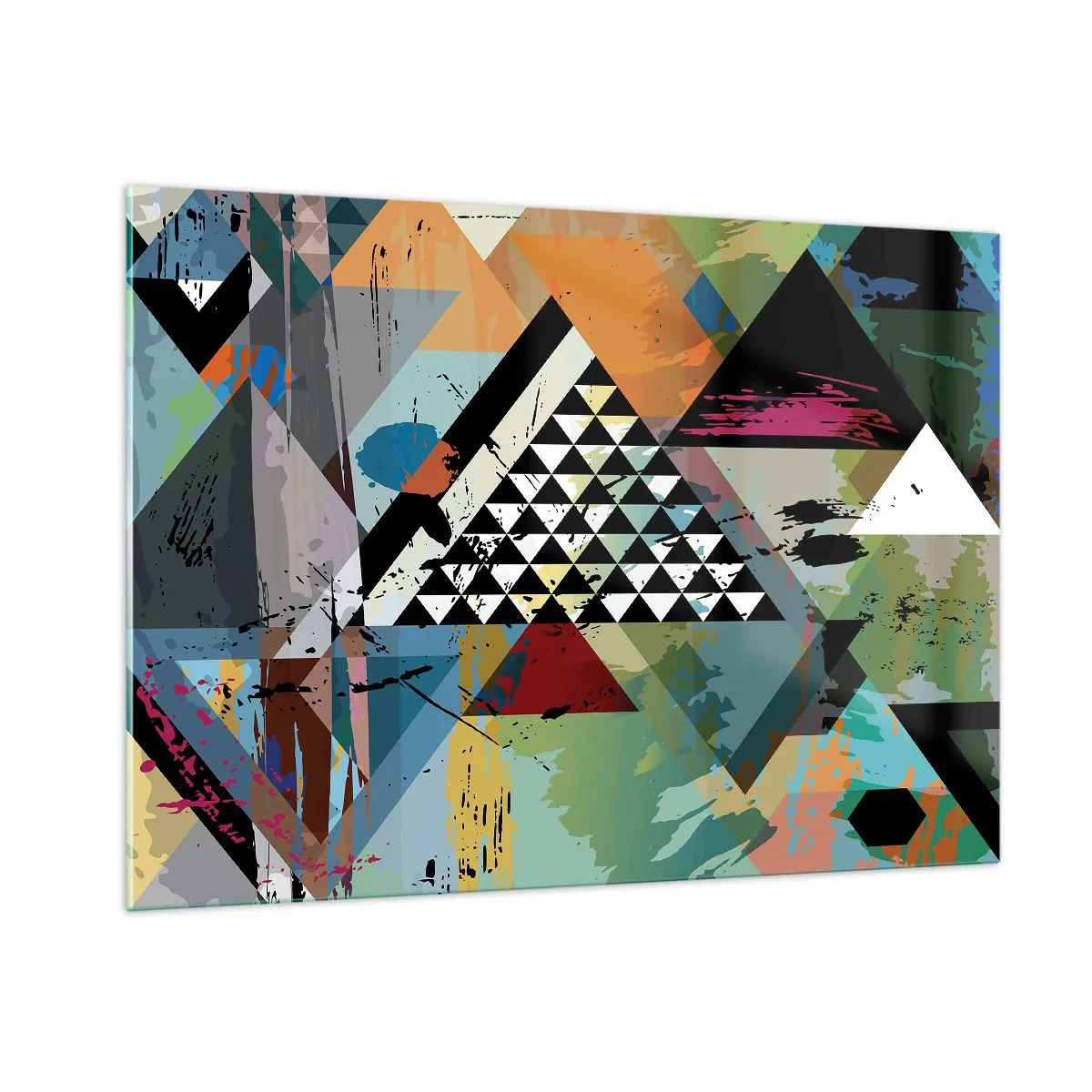 Obraz na szkle - Abstrakcyjna kompozycja geometrycznych kształtów i kolorów - 100x70cm - Jakie to proste - Nowoczesna dekoracja ścienna do salonu, kuchni i sypialni ARTTOR