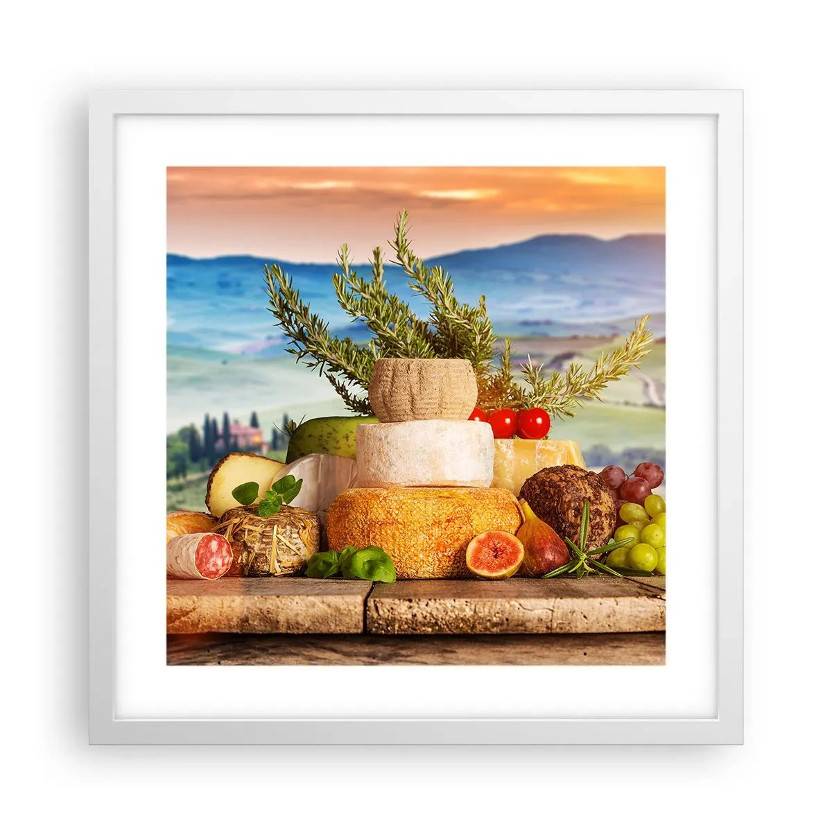 Plakat w białej ramie - Włoska radość życia - 40x40 cm