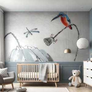 Fototapeta Samoprzylepna Deluxe Sticker - Życie łąki - Abstrakcja, Ptak, Kwiat - 350x256 cm