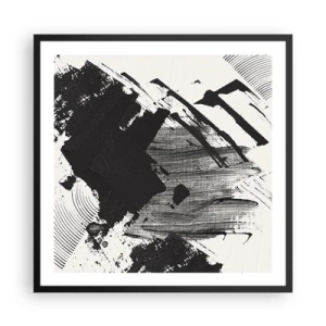 Plakat w czarnej ramie - Abstrakcja – ekspresja czerni - 60x60 cm