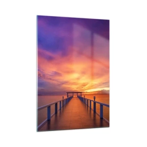 Obraz na szkle - Pomost na tle zachodu słońca - 50x70cm - Bez końca - Nowoczesna dekoracja ścienna do salonu, kuchni i sypialni ARTTOR