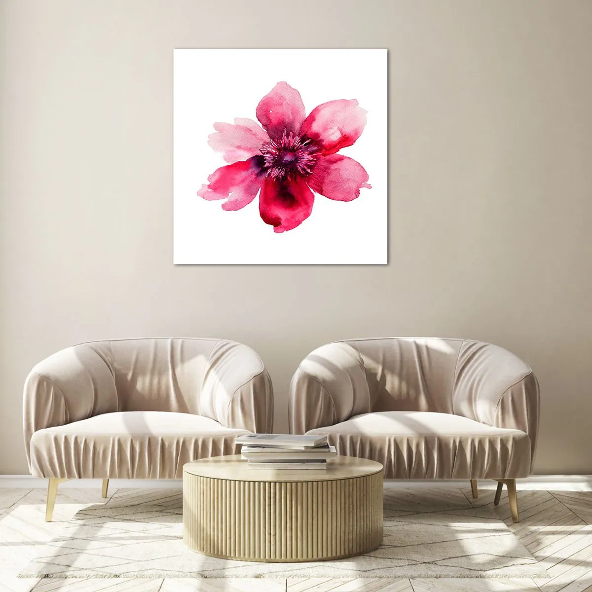 Obraz na szkle - Karminowy wonny pocałunek - 50x50 cm