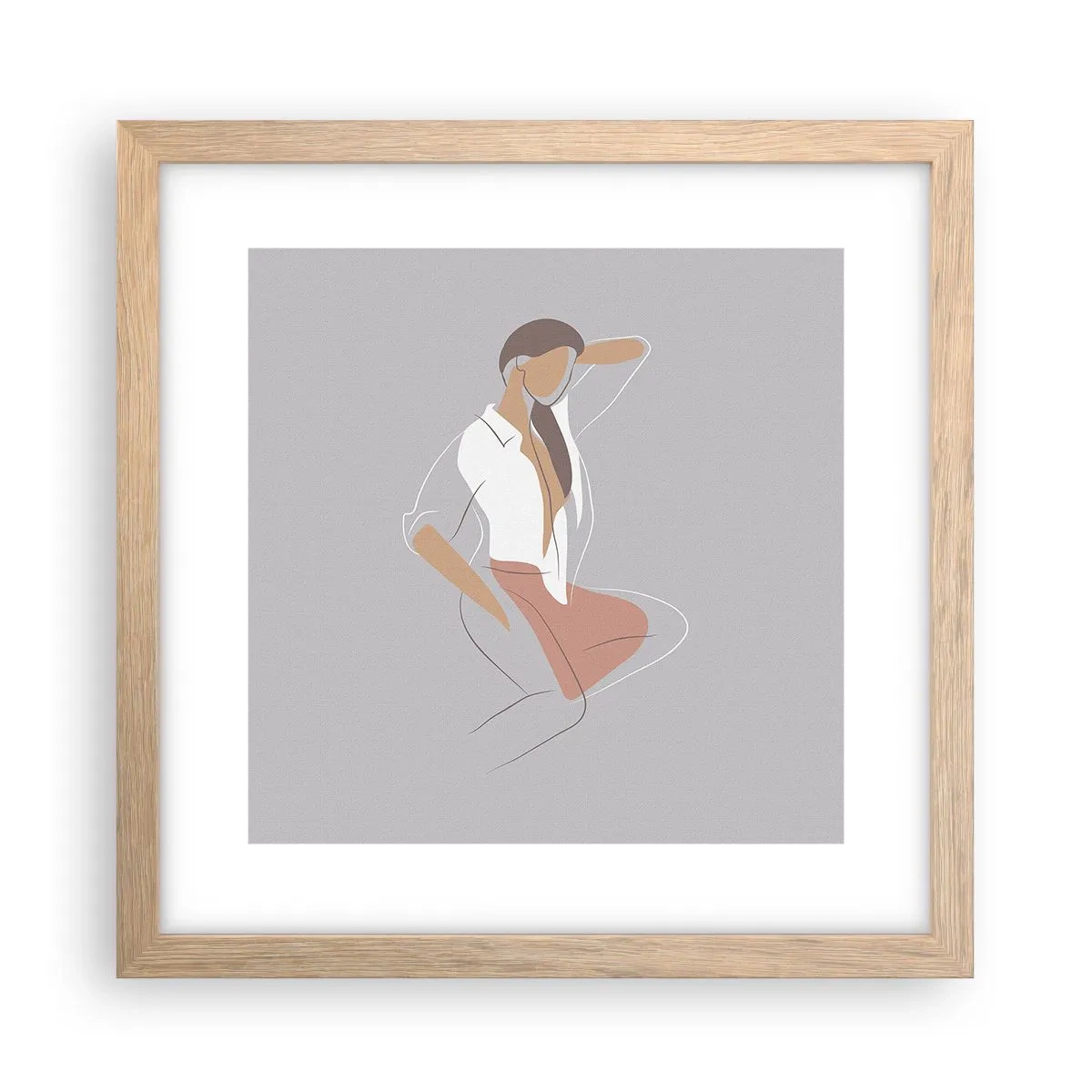 Plakat w ramie jasny dąb - Zarys wdzięku - 30x30 cm