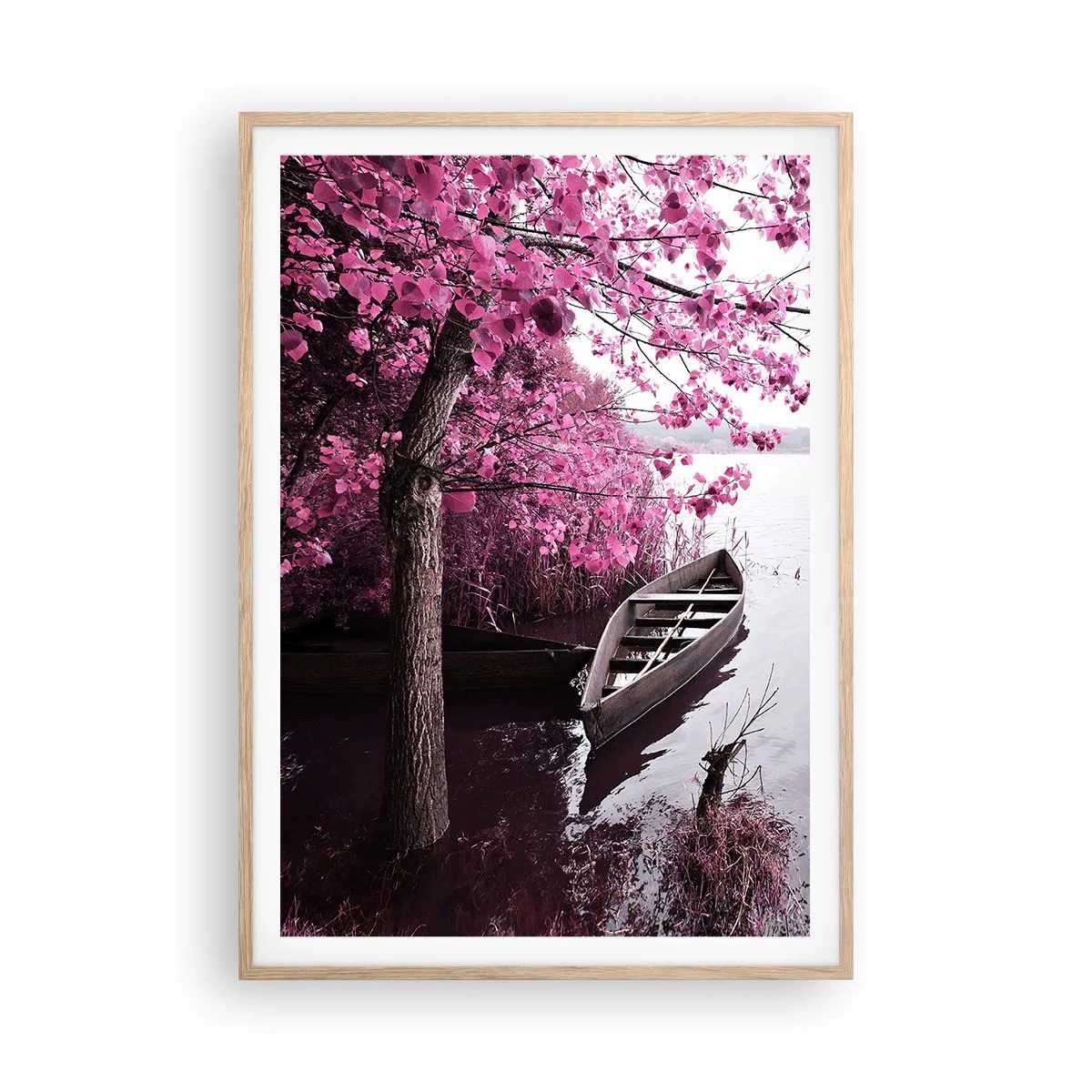 Plakat w ramie jasny dąb - W różowej ciszy - 70x100 cm