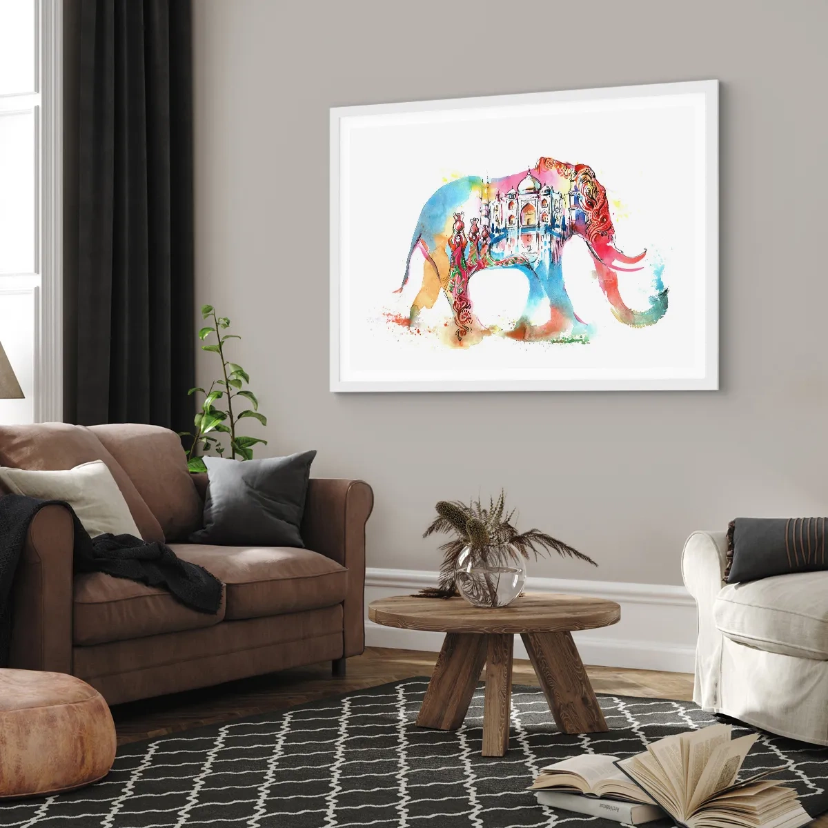 Plakat w białej ramie - Indie - aura miłości - 50x40 cm