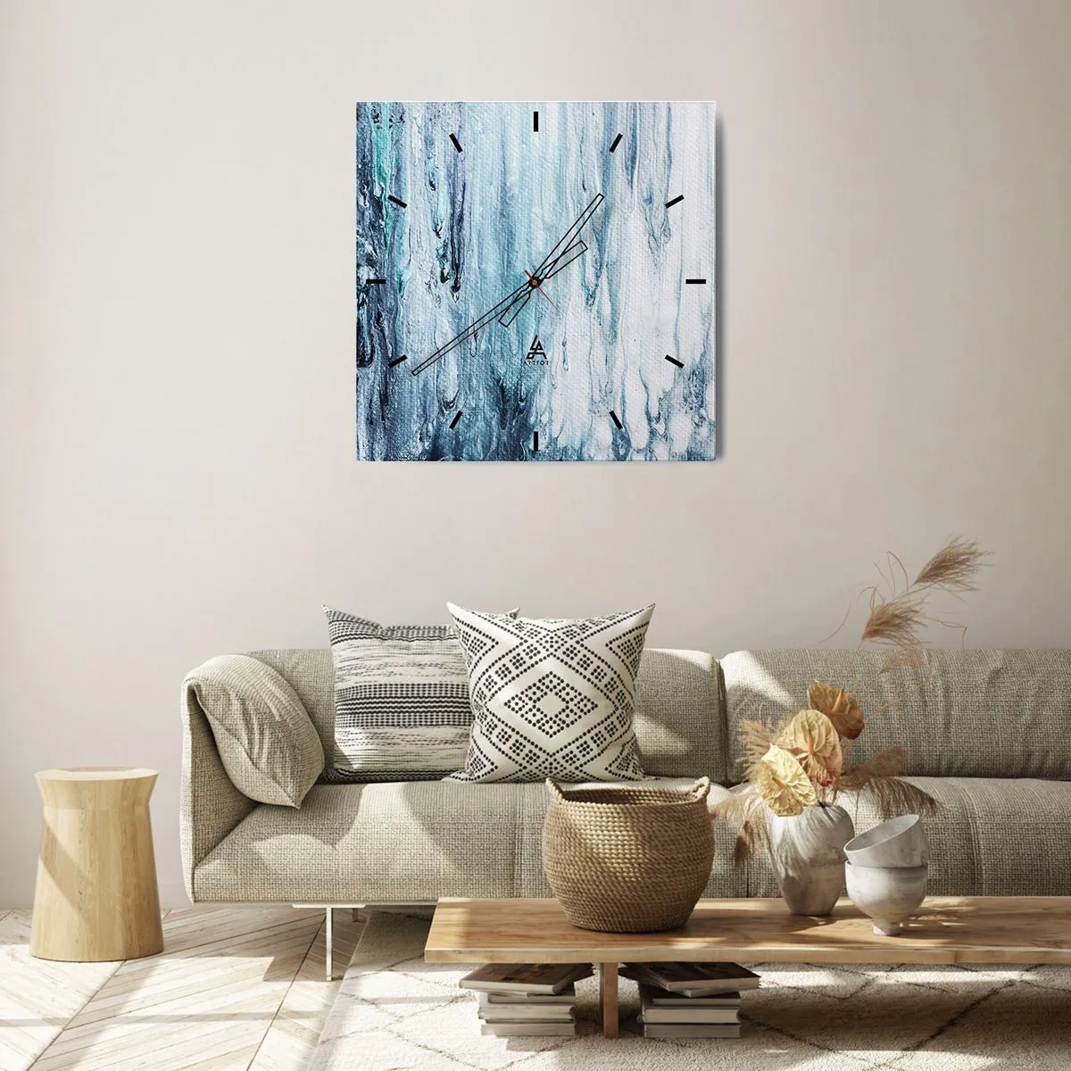 Zegar ścienny - Sople błękitu - 30x30 cm