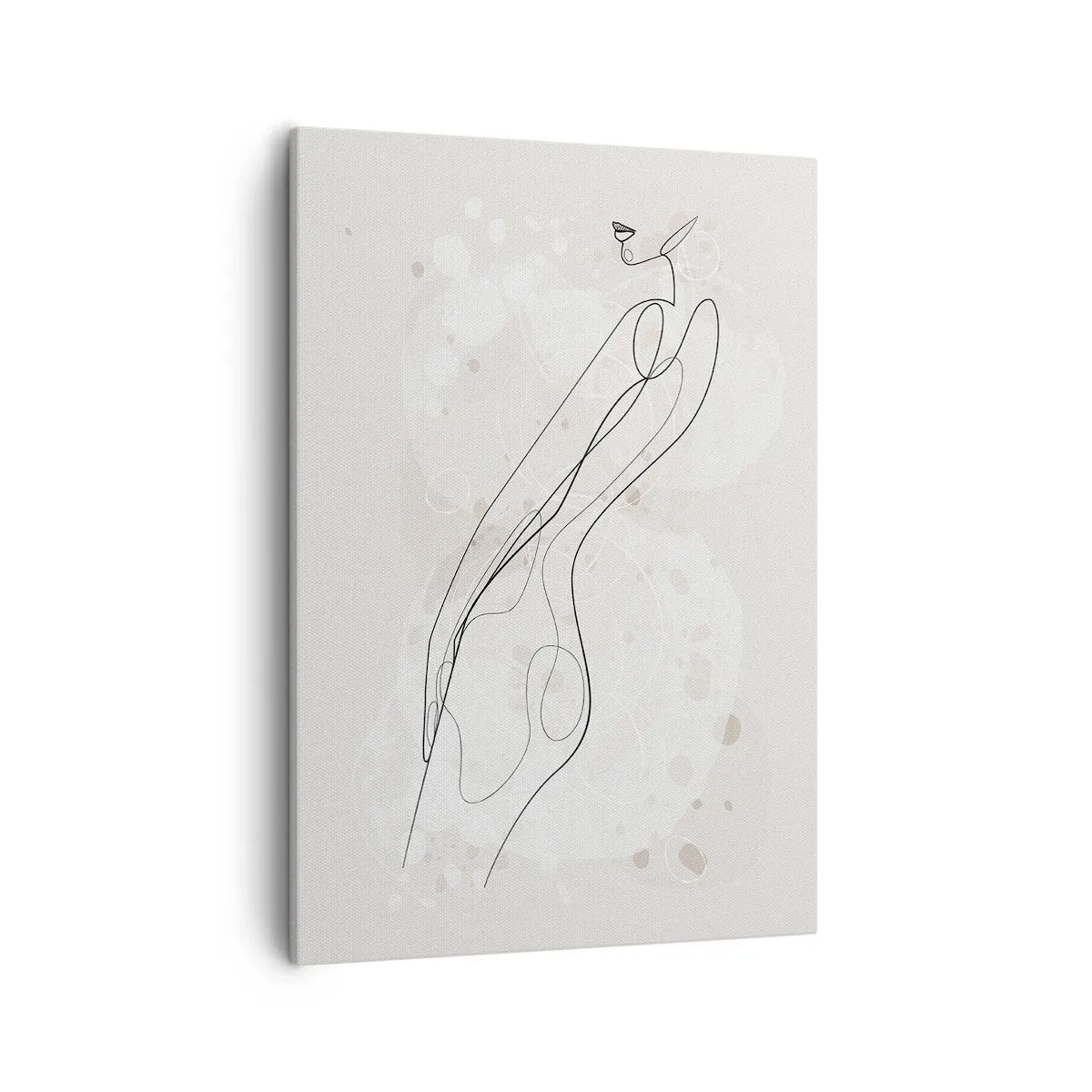 Obraz na płótnie - Minimalistyczna linia sylwetki kobiety na jasnym tle z abstrakcyjnymi elementami - 50x70cm - Pobłądzić spojrzeniem - Nowoczesna dekoracja ścienna do salonu, kuchni i sypialni ARTTOR