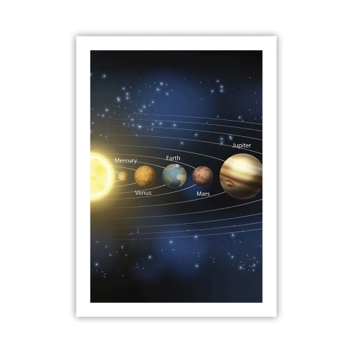Plakat - Układ Słoneczny z planetami na tle gwiazd - 50x70cm - Jedna z dziesięciu - Nowoczesna dekoracja ścienna do salonu, kuchni i sypialni ARTTOR