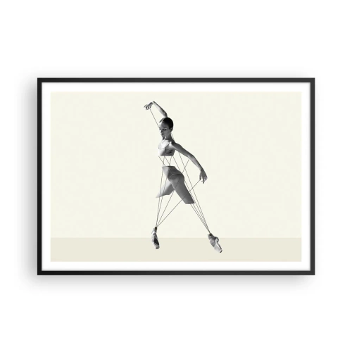 Plakat w czarnej ramie - Baletnica w geometrycznej interpretacji z liniami - 100x70cm - W teatrze świata - Nowoczesna dekoracja ścienna do salonu i sypialni ARTTOR