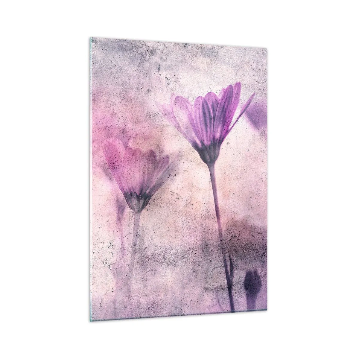 Obraz na szkle - Delikatne kwiaty w pastelowych odcieniach fioletu - 50x70cm - Sen kwiatów - Nowoczesna dekoracja ścienna do salonu, kuchni i sypialni ARTTOR