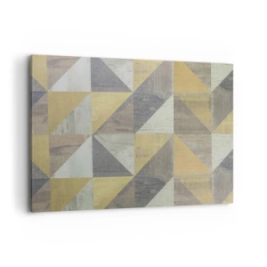Obraz na płótnie - Geometryczna kompozycja trójkątów w odcieniach ziemi - 100x70cm - Pod kątem trójkąta - Nowoczesna dekoracja ścienna do salonu, kuchni i sypialni ARTTOR