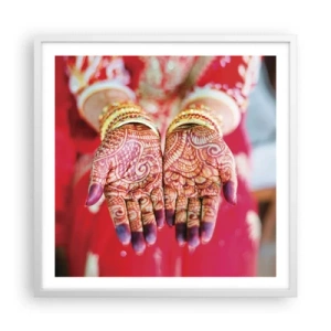 Plakat w białej ramie - Gotowa złapać szczęście - 60x60 cm