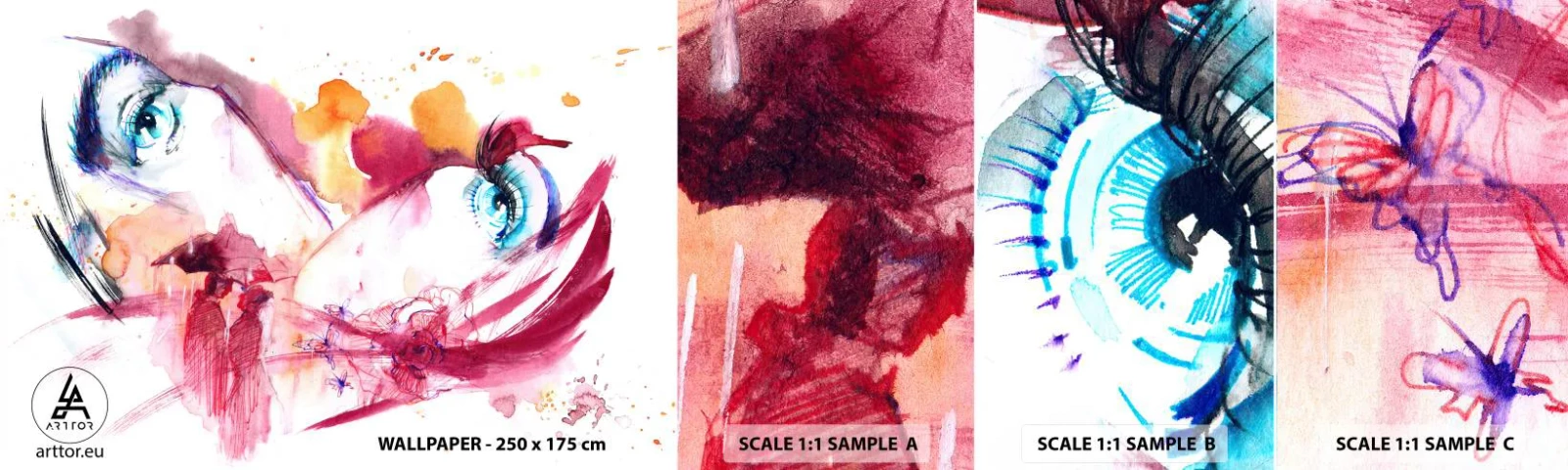 Fototapeta Próbka Samoprzylepna Deluxe Sticker - W bliskości świat rozkwita - Abstrakcja, Kobieca Twarz, Kobiece Oczy - 100x30 cm