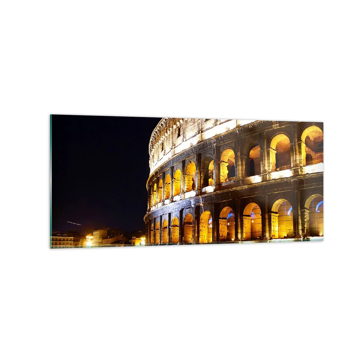 Obraz na szkle - Koloseum nocą podświetlone światłami w Rzymie - 120x50cm - Igrzyska czas zacząć - Nowoczesna dekoracja ścienna do salonu i sypialni ARTTOR