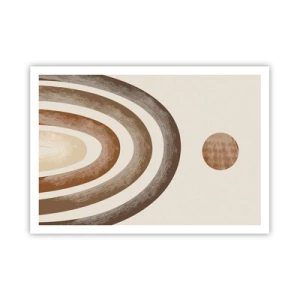 Plakat - Geometryczny motyw planetarny w odcieniach brązu - 100x70cm - W odległej galaktyce - Nowoczesna dekoracja ścienna do salonu i sypialni ARTTOR