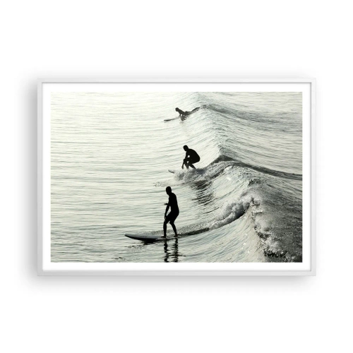 Plakat w białej ramie - Na spotkanie fali - 100x70 cm