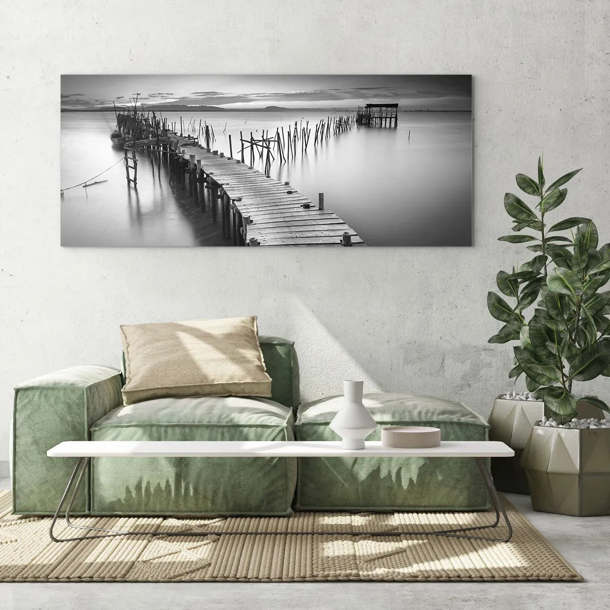 Obraz na szkle - Spokój zapomnianego brzegu - 90x30 cm